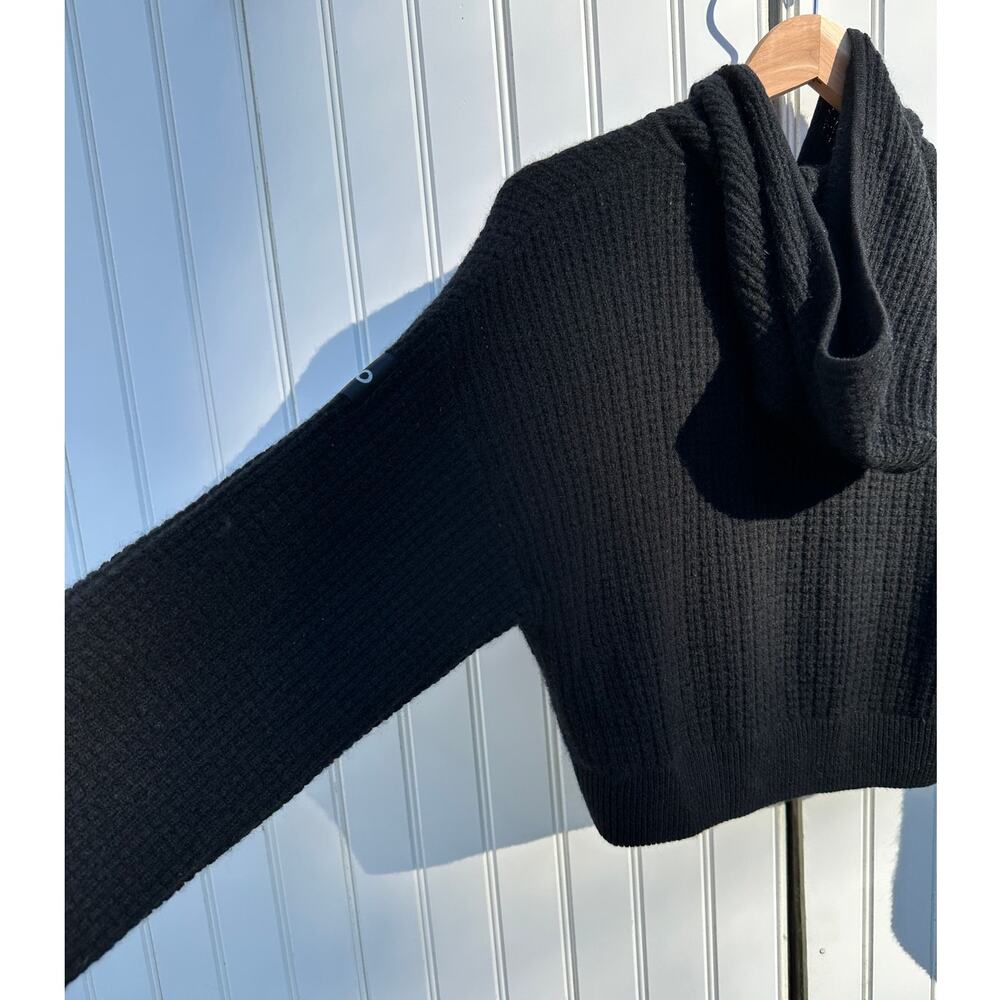 Alo Yoga Cashmere Plush Waffle Full Zip Hoodie Black Size Small $348 EUC Crop - Picture 16 of 16